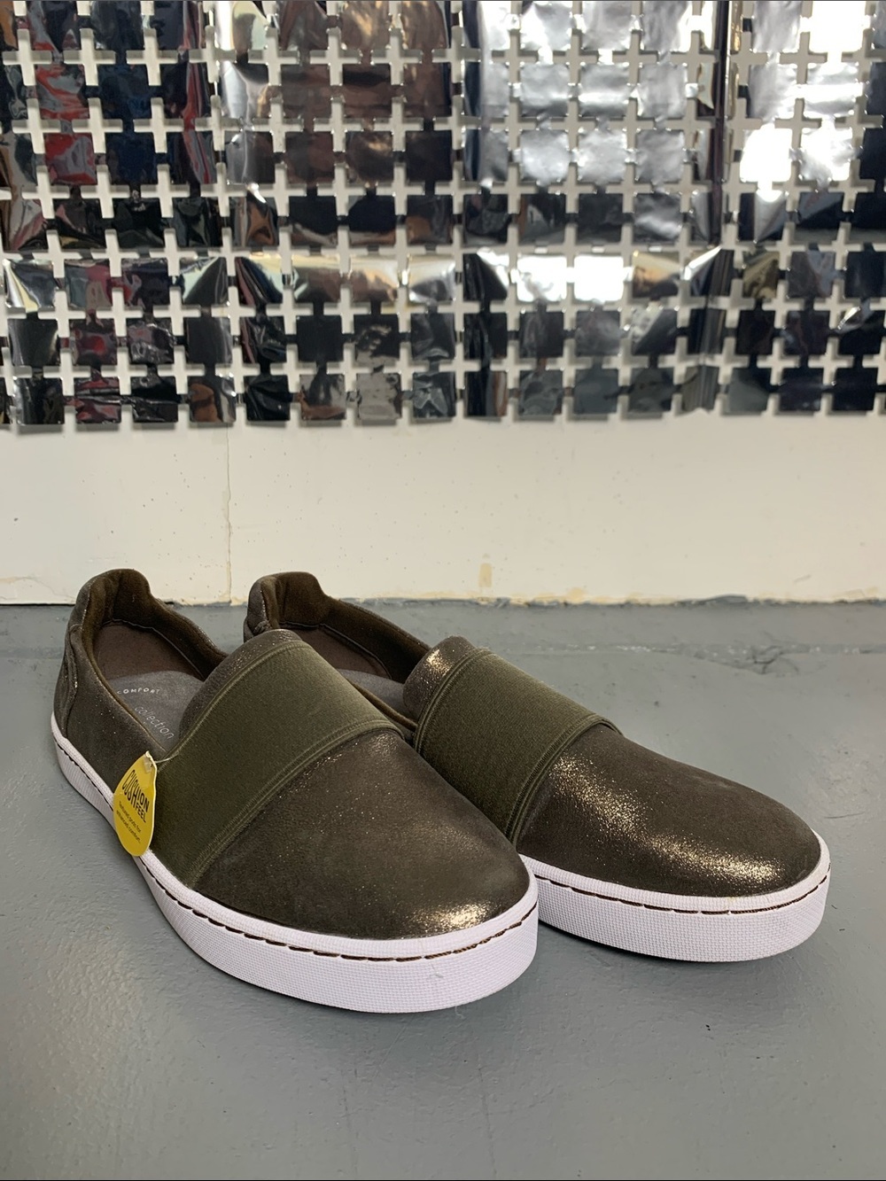 Clarks Olive Green Slip-On Loafers with White Sole